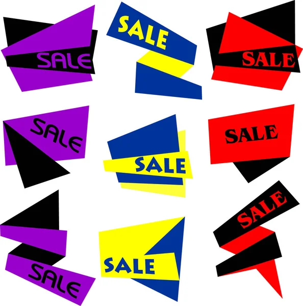 Satılık çıkartmaları kümesi. Satış ve özel indirimler.