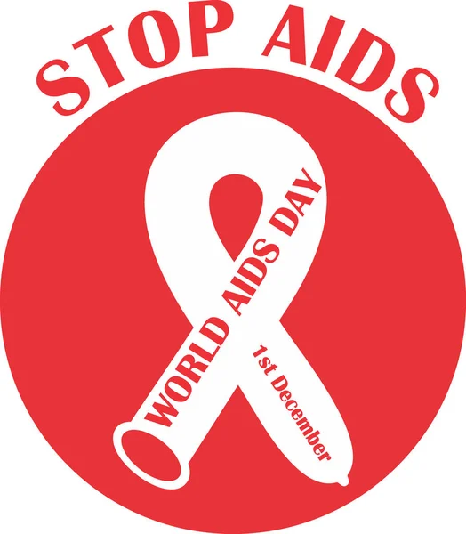 Aids rött band med kondom. World Aids Day koncept — Stock vektor