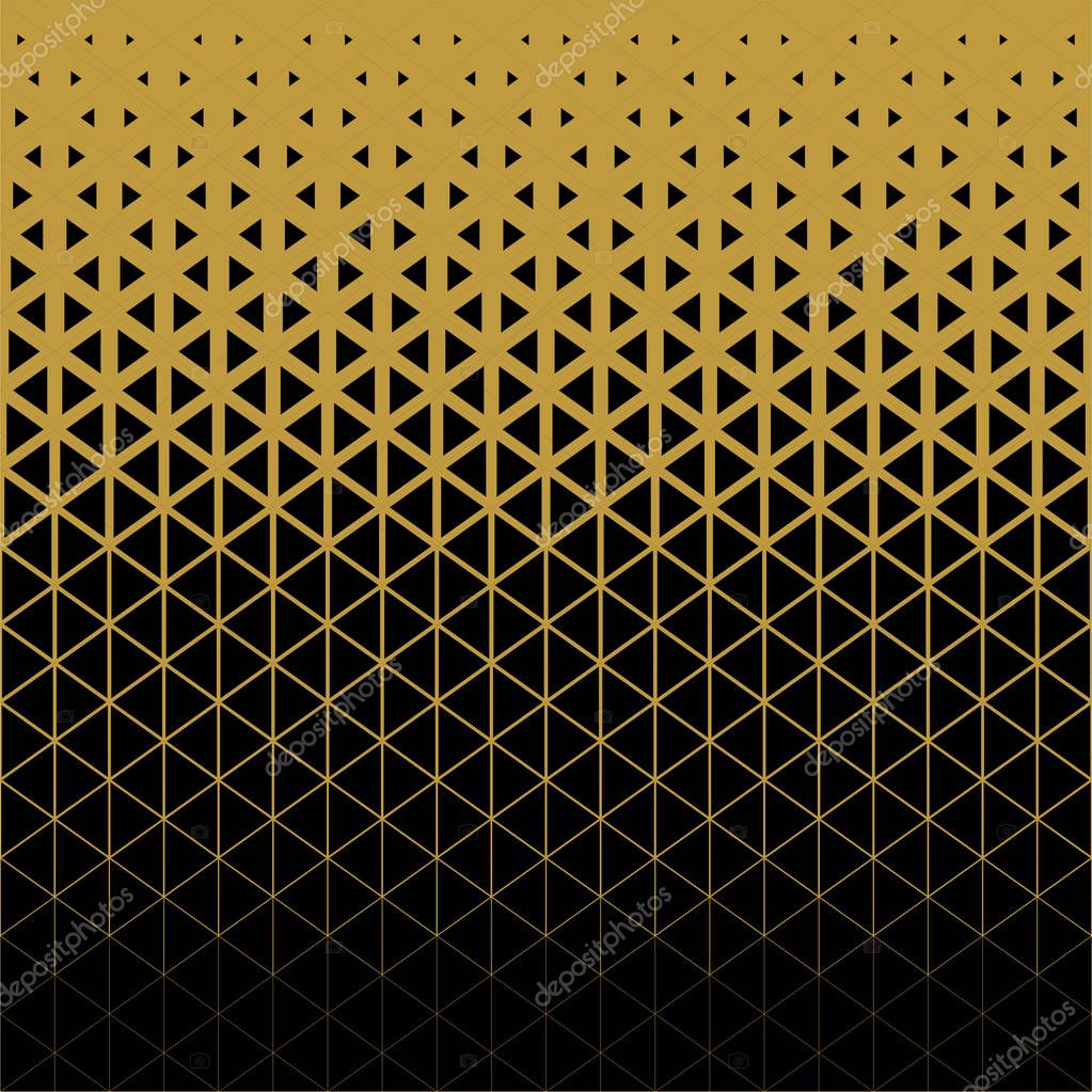 Abstract polygon black and gold graphic triangle pattern. — Stock