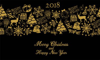 Noel ve yeni yıl öğeleri metin ile. 