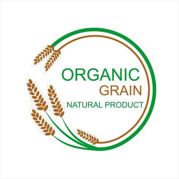 Vektör organik simge veya buğday etiketle. Doğal ürün. — Stok Vektör