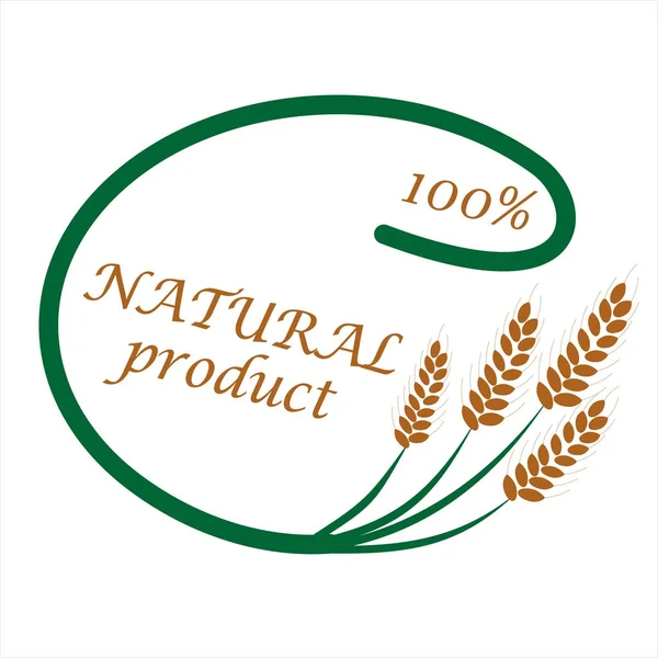 Vector organic symbol or label with wheat. Natural product. — Stock Vector