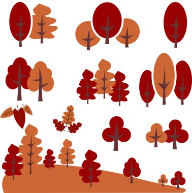 Sonbahar ağaç küçük resim. Vektör grafik illüstrasyon.