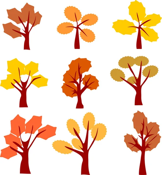Jesienna kolekcja drzew streszczenie. — Wektor stockowy