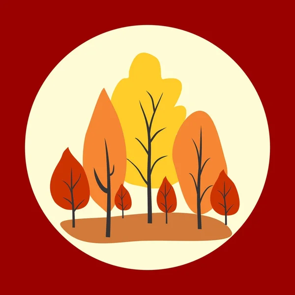 Herbstbäume im Kreis. Vektorillustration. — Stockvektor