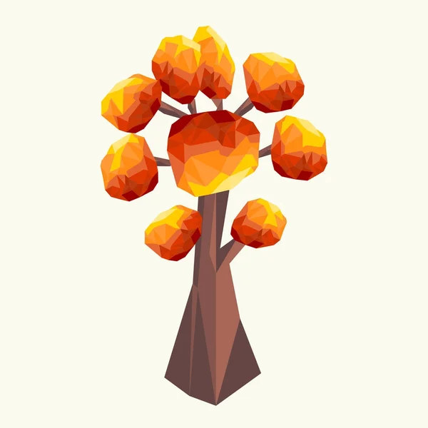 Πολυγωνικό Φθινοπωρινό δέντρο με κίτρινο φόντο. — Διανυσματικό Αρχείο