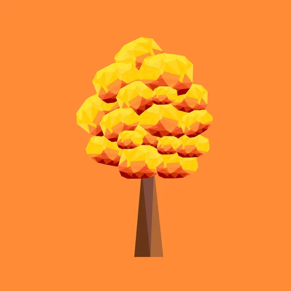 Polygonal autumn tree with orange background. — Stock Vector