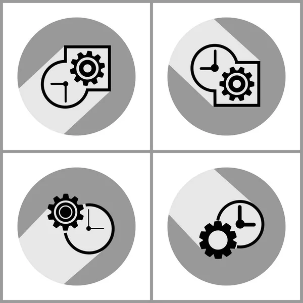 Icônes Vectorielles Gestion Temps Avec Ombre Longue — Image vectorielle