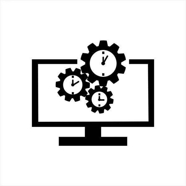 Time Management Black White Icon Flat Design Business Concept — Stock Vector