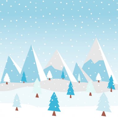 Kış manzara arka plan. Düz vektör çizim