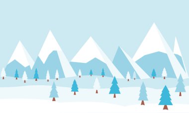 Kış manzara arka plan. Düz vektör çizim