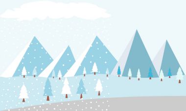 Kış manzara arka plan. Düz vektör çizim