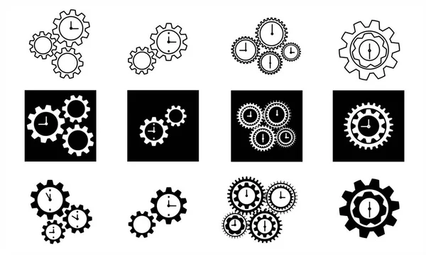 Set Time Management Icons Flat Design Business Concept — Stock Vector