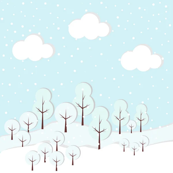 Ilustración Vectorial Del Bosque Papel Cartón Con Árboles Nieve Paisaje — Archivo Imágenes Vectoriales