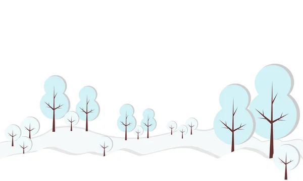Vektorillustration Kartong Papper Skog Med Träd Snö Vinterlandskap Med Träd — Stock vektor