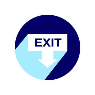 Çıkış işaretçisi. Uzun gölge ile düz simgesi. Vektör illüstrasyon izole için grafik ve web tasarım.