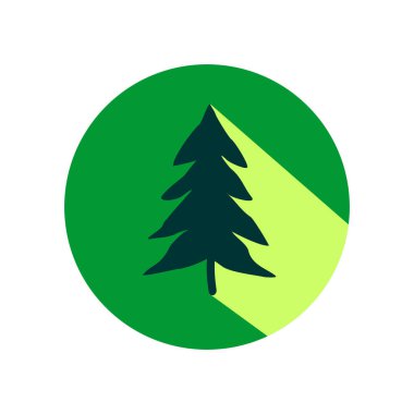 Çam ağacı düz tasarım simgesi uzun gölge ile. Vektör illüstrasyon izole için grafik ve web tasarım.