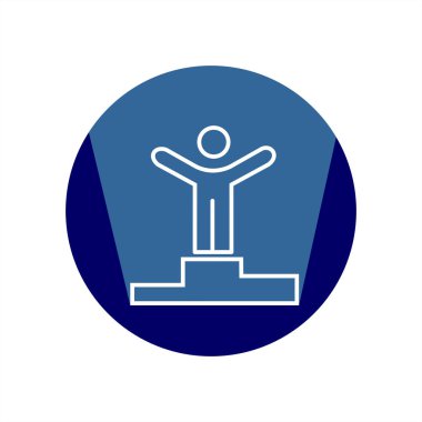 Kaide üzerinde kişinin görüntüsü. Satırı simgesi uzun gölge ile. Vektör illüstrasyon izole için grafik ve web tasarım.