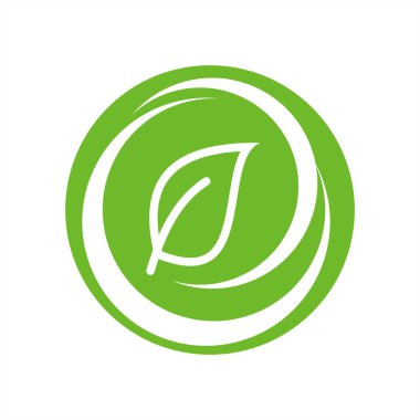 Yeşil Eko iş etiket tasarımı. Çemberde vektör yaprak.