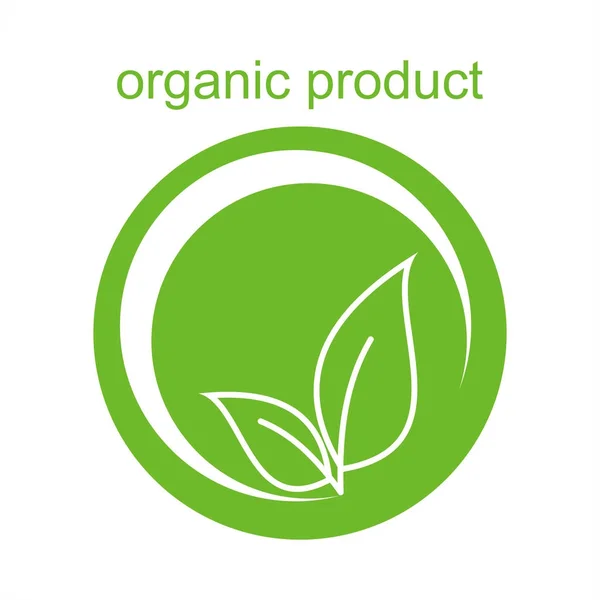 Yeşil Organik Ürün Etiket Tasarımı Çemberde Vektör Yaprak — Stok Vektör