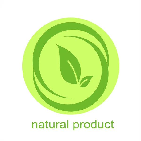 Green Natural Product Business Label Design Vector Leaves Circle — Stock Vector