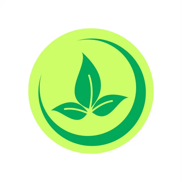 Yeşil Eko Etiket Tasarımı Çemberde Vektör Yaprak — Stok Vektör