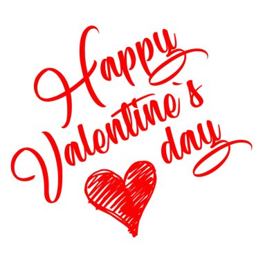 Mutlu Sevgililer günü kartı kaligrafi tırnak kümesi. Tipografik arka plan. Beyaz arka plan üzerinde izole metin yazı. Tebrik kartları, tasarım yazdırmak için iyi. Vektör çizim.