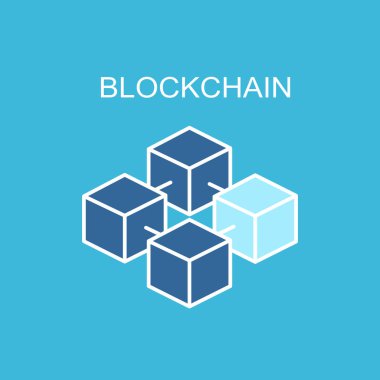 Blockchain vektör simgesi. Anahat renk tarzı tasarım öğesi.