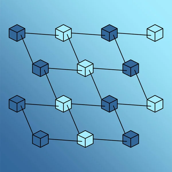 Isometrischer Blockkettenvektor Vernetzung Blockchain Konzept Vektorillustration — Stockvektor