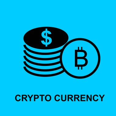 Kripto para birimi düz simgesi. Vektör çizim. Blok zinciri teknoloji kavramı.