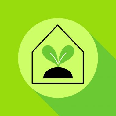 Uzun gölge ile büyüyen Fideler düz simgesi. Vektör grafik illüstrasyon.