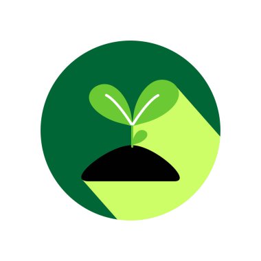 Uzun gölge ile büyüyen Fideler düz simgesi. Vektör grafik illüstrasyon.