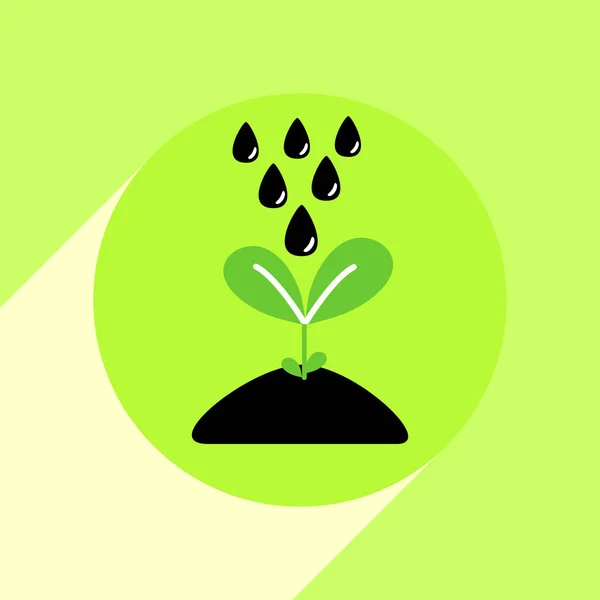 長い影と成長の芽フラット アイコン ベクトル図 — ストックベクタ