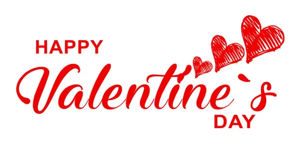 Feliz Día San Valentín Tipografía Cartel Con Texto Caligrafía Escrita — Archivo Imágenes Vectoriales