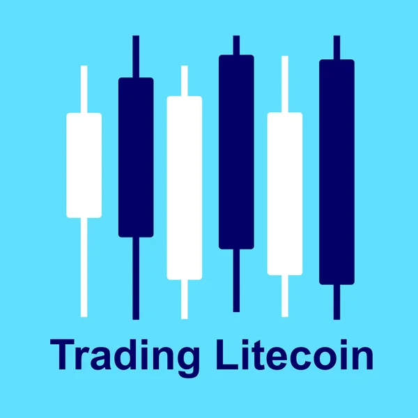 Litecoin trading strategy. Graphic diagram and cryptocurrency isolated on white background.Trading design concept. Vector illustration. Flat design.