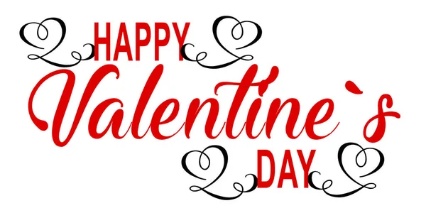 Mutlu Sevgililer Günü Tipografi Poster Yazılı Hat Metin Kalpleri Ile — Stok Vektör