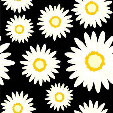 Papatya çiçekler ile sorunsuz arka plan. Vektör grafik illüstrasyon.