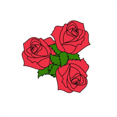 Kırmızı gül. Vektör grafik illüstrasyon.