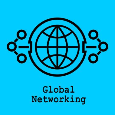 Blok zinciri düz simgesi. Küresel ağ simgesi. Vektör çizim. Blok zinciri teknoloji kavramı.