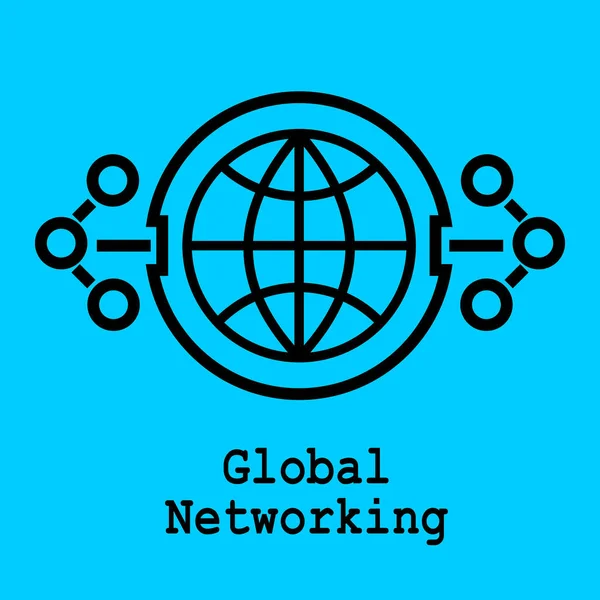 Block Chain Flat Icon Global Networking Symbol Vector Illustration Block — Stock Vector