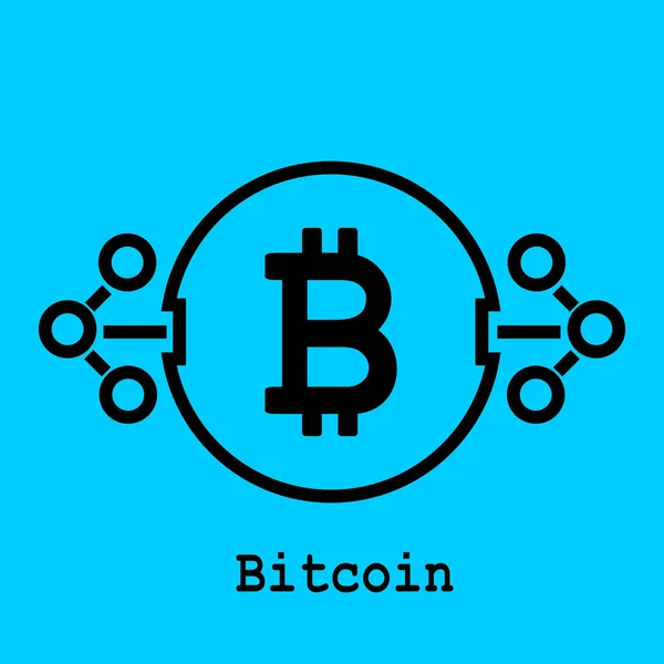 Block chain flat icon. Bitcoin symbol. Vector Illustration. Block Chain Technology Concept.