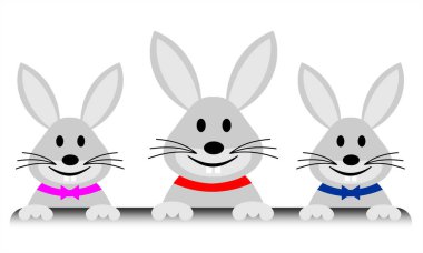 Easter Bunnies yatay Banner. 