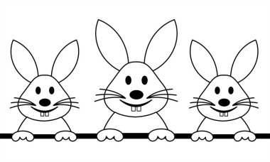 Easter Bunnies yatay Banner. 