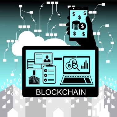 Blockchain vektör arka plan illüstrasyon. Blockchain kavramı.