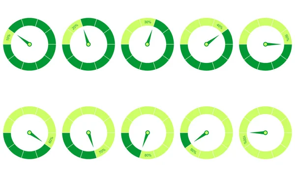 Cirkel Percentage Diagrammen Voor Infographics Ontwerpelementen Instellen Van Tot 100 — Stockvector