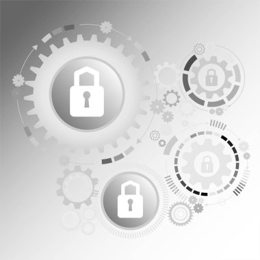 Siber teknoloji güvenlik, ağ veri koruması. Arka plan vektör grafik illüstrasyon.