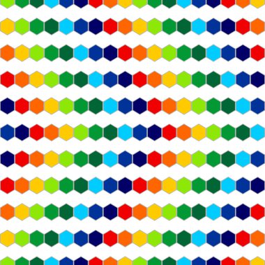 Üzerinde işaret eden oku şu renkli ve beyaz sorunsuz arka plan veya ileri. Vektör poligonal desen altıgen yaptı.