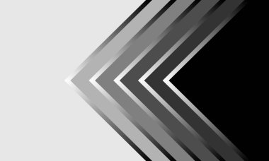 Soyut siyah ve gri desen üzerinde sola veya geri ok işaret eder. Modern futuristik arka plan vektör çizim.