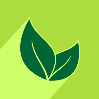 Yaprak düz simgesi uzun gölge ile. Vektör grafik illüstrasyon.