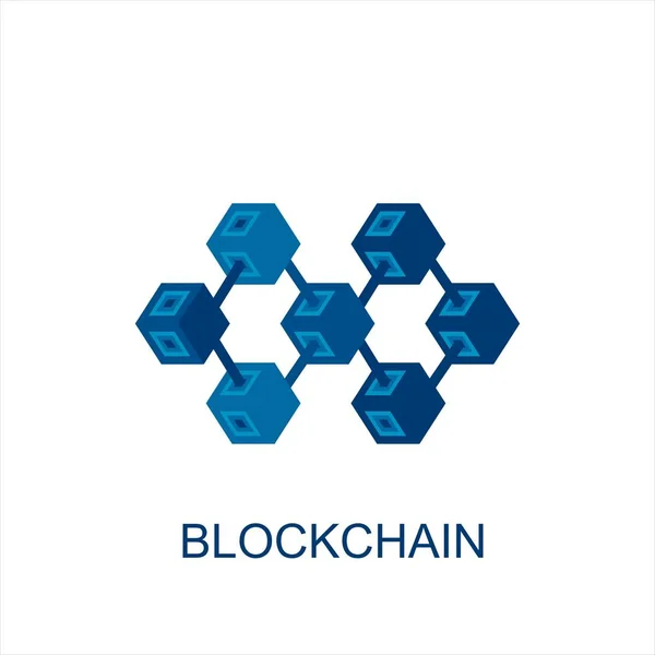 Tecnología Blockchain Icono Vector Negocio Estilo Plano Criptografía Bloque Cubo — Vector de stock